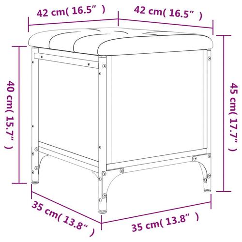 Opbevaringsbænk 42x42x45 cm konstrueret træ sort
