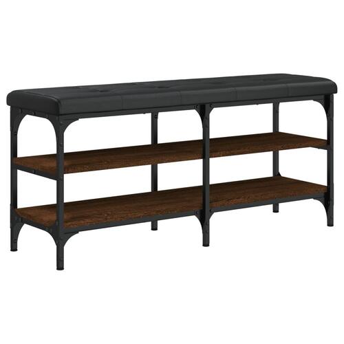 Skobænk 102x32x47 cm konstrueret træ brun egetræsfarve