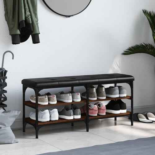 Skobænk 102x32x47 cm konstrueret træ brun egetræsfarve