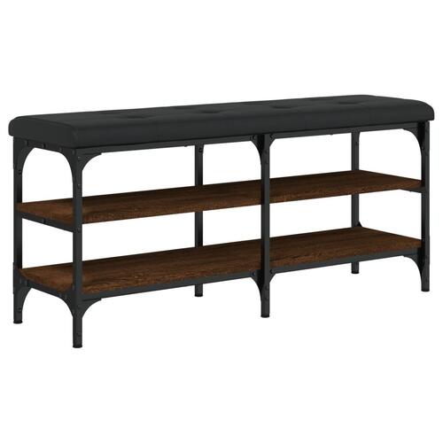 Skobænk 102x32x47 cm konstrueret træ brun egetræsfarve