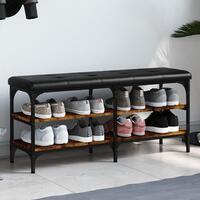 Skobænk 102x32x47 cm konstrueret træ røget egetræsfarve