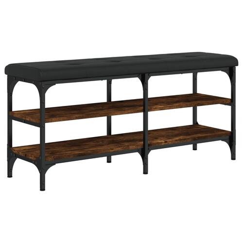 Skobænk 102x32x47 cm konstrueret træ røget egetræsfarve