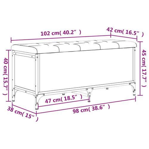 Opbevaringsbænk 102x42x45 cm konstrueret træ brun egetræsfarve