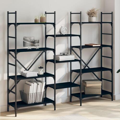 Bogreol 160x28,5x136,5 cm konstrueret træ sort