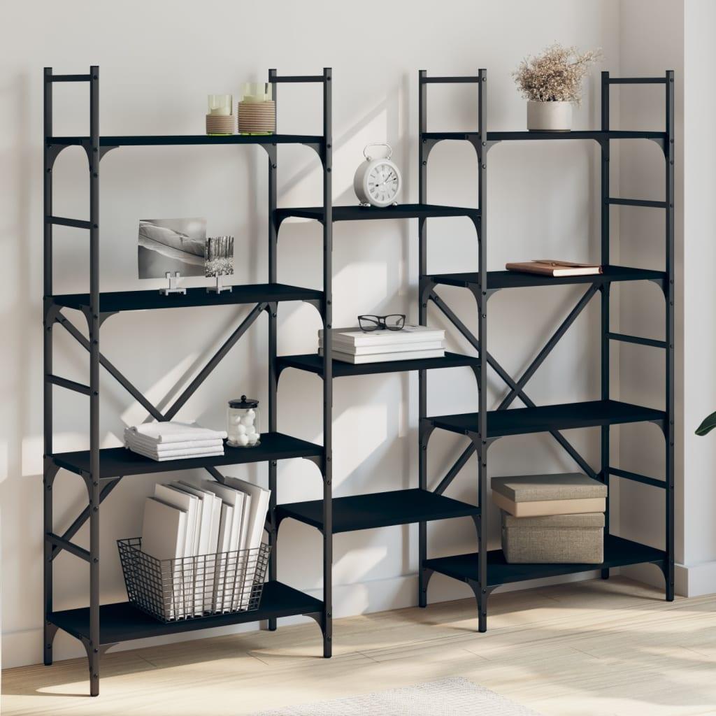 Bogreol 160x28,5x136,5 cm konstrueret træ sort