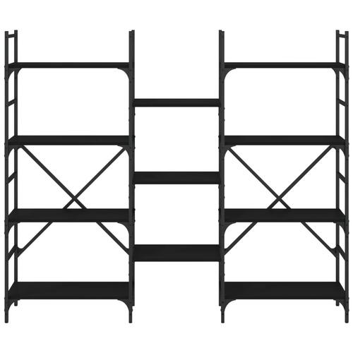 Bogreol 160x28,5x136,5 cm konstrueret træ sort