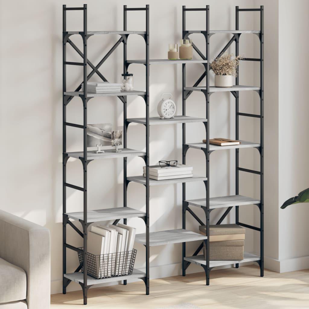 Bogreol 127,5x28,5x172,5 cm konstrueret træ grå sonoma-eg