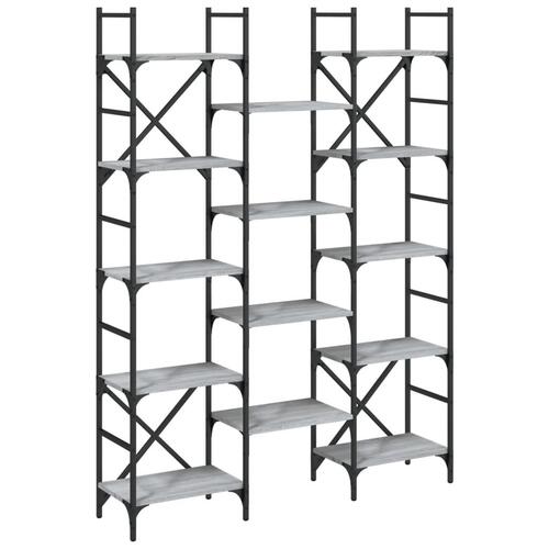 Bogreol 127,5x28,5x172,5 cm konstrueret træ grå sonoma-eg