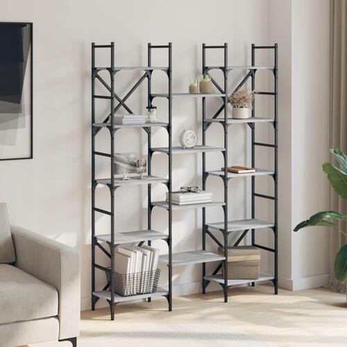 Bogreol 127,5x28,5x172,5 cm konstrueret træ grå sonoma-eg