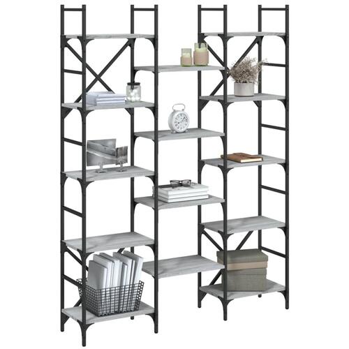 Bogreol 127,5x28,5x172,5 cm konstrueret træ grå sonoma-eg