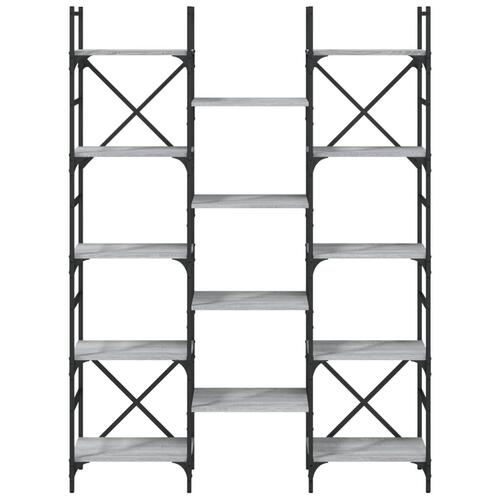 Bogreol 127,5x28,5x172,5 cm konstrueret træ grå sonoma-eg