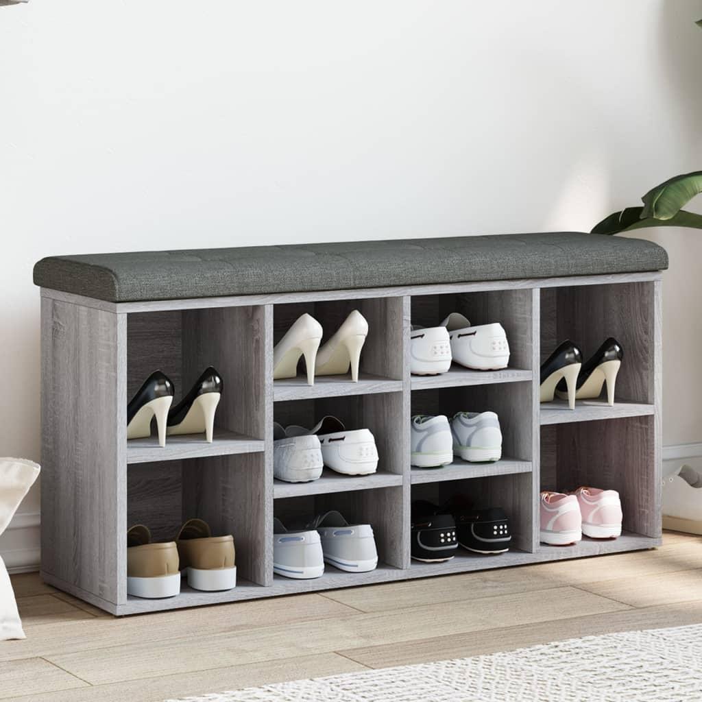 Skobænk 102x32x50 cm konstrueret træ grå sonoma-eg