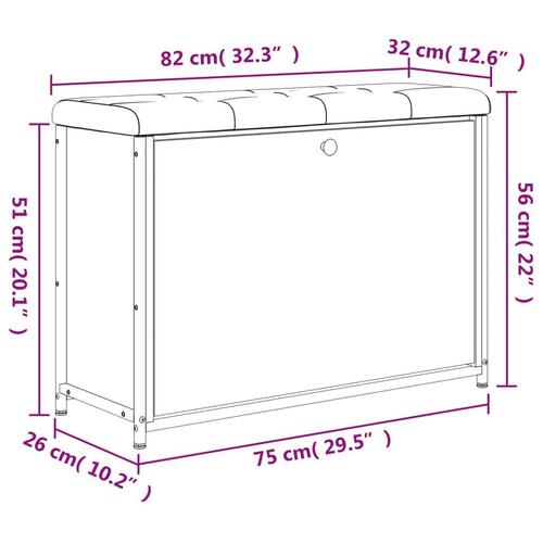 Skobænk med vippeskuffe 82x32x56 cm sort