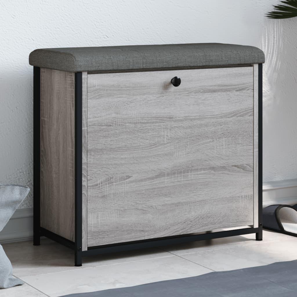 Skobænk med vippeskuffe 62x32x56 cm grå sonoma-eg