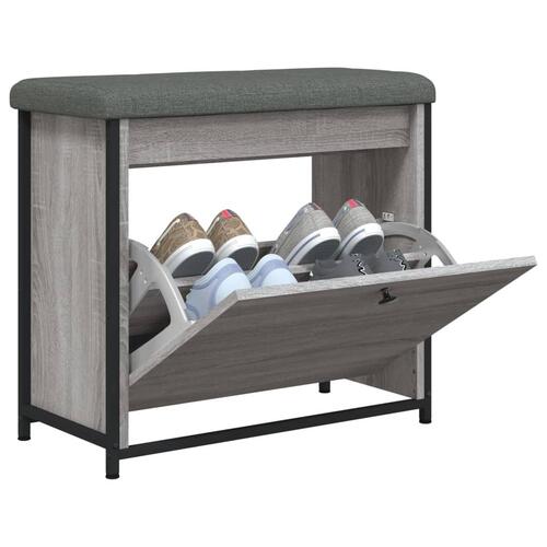 Skobænk med vippeskuffe 62x32x56 cm grå sonoma-eg