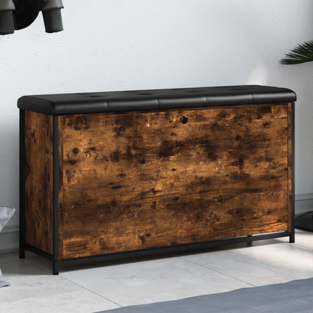 Skobænk med vippeskuffe 102x32x56 cm røget egetræsfarve