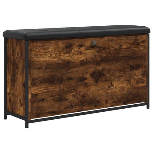 Skobænk med vippeskuffe 102x32x56 cm røget egetræsfarve