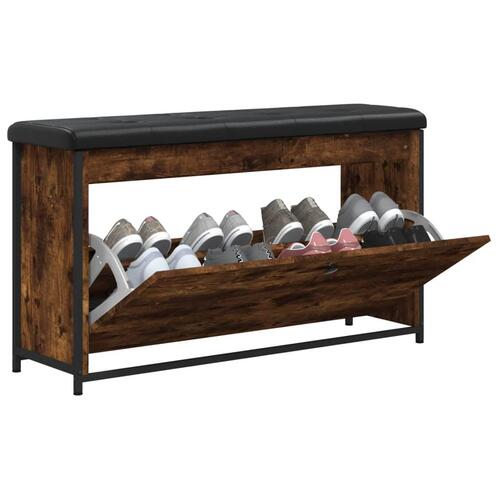 Skobænk med vippeskuffe 102x32x56 cm røget egetræsfarve