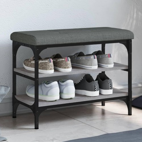 Skobænk 62x32x47 cm konstrueret træ grå sonoma-eg