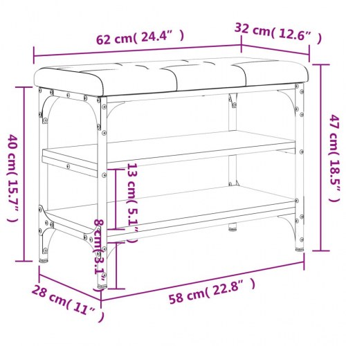 Skobænk 62x32x47 cm konstrueret træ grå sonoma-eg