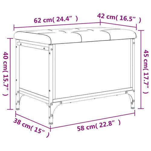 Opbevaringsbænk 62x42x45 cm konstrueret træ brun egetræsfarve