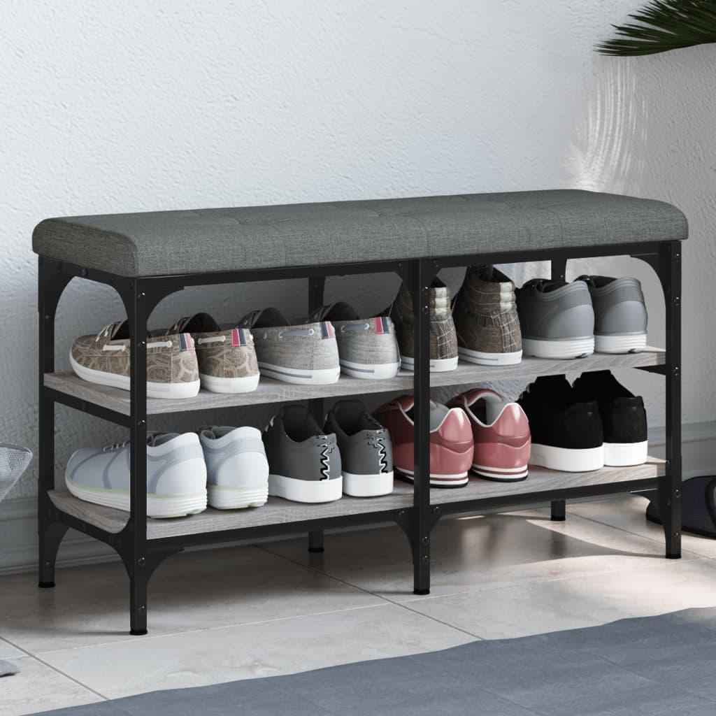 Skobænk 82x32x47 cm konstrueret træ grå sonoma-eg