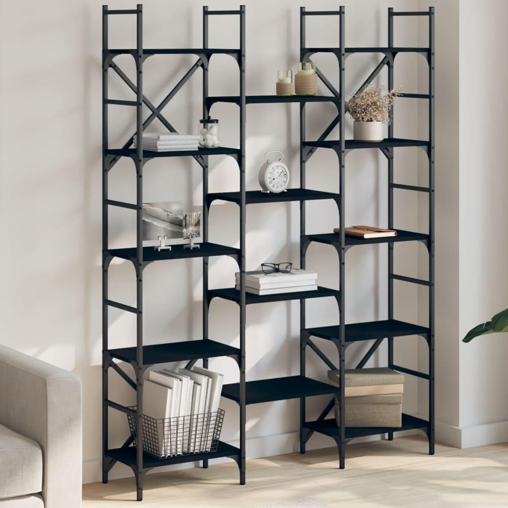 Bogreol 127,5x28,5x172,5 cm konstrueret træ sort