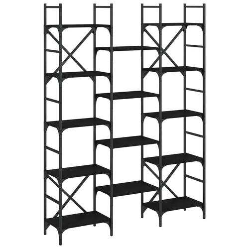 Bogreol 127,5x28,5x172,5 cm konstrueret træ sort