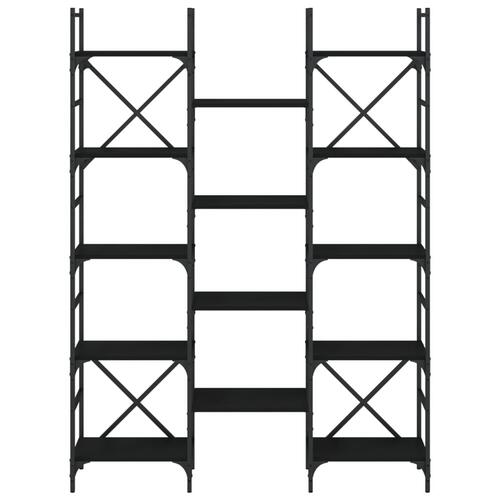 Bogreol 127,5x28,5x172,5 cm konstrueret træ sort