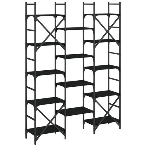 Bogreol 127,5x28,5x172,5 cm konstrueret træ sort