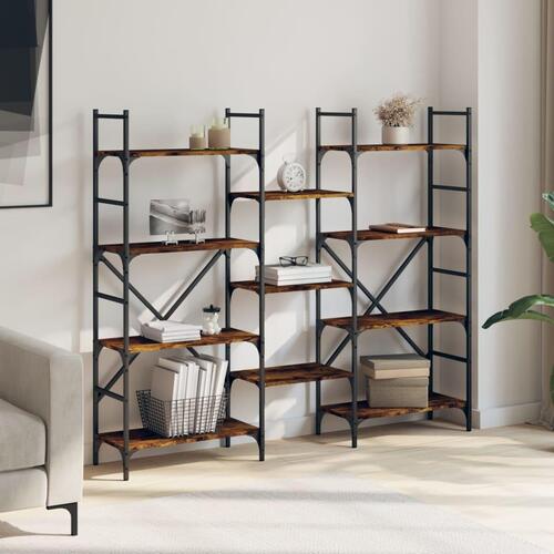Bogreol 160x28,5x136,5 cm konstrueret træ røget egetræsfarve