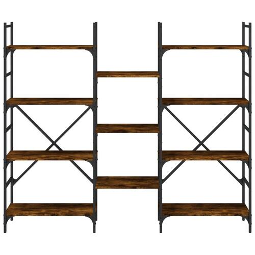 Bogreol 160x28,5x136,5 cm konstrueret træ røget egetræsfarve