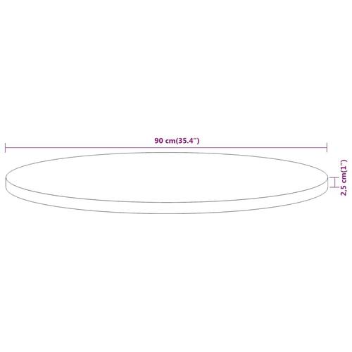 Bordplade Ø90x2,5 cm rund massivt akacietræ