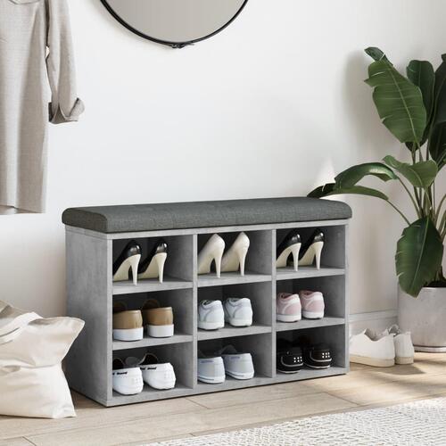 Skobænk 82x32x50 cm konstrueret træ betongrå
