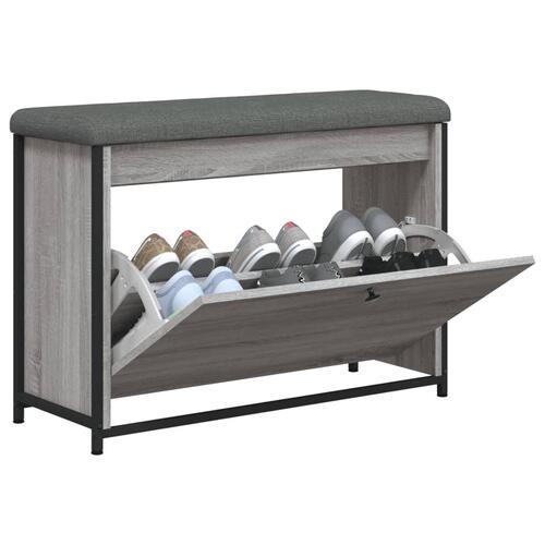 Skobænk med vippeskuffe 82x32x56 cm grå sonoma-eg