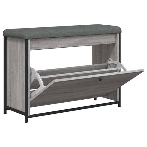 Skobænk med vippeskuffe 82x32x56 cm grå sonoma-eg