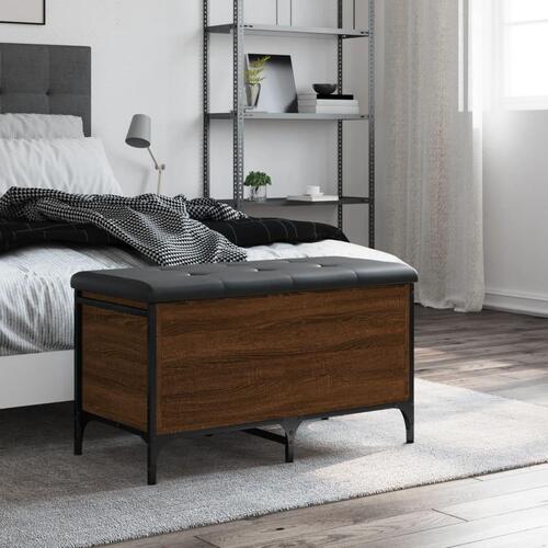 Opbevaringsbænk 82x42x45 cm konstrueret træ brun egetræsfarve