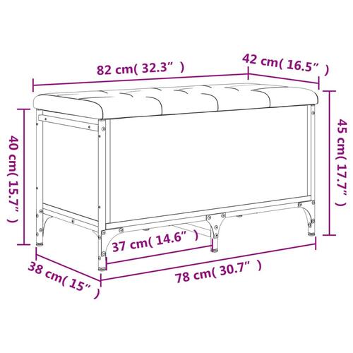 Opbevaringsbænk 82x42x45 cm konstrueret træ brun egetræsfarve