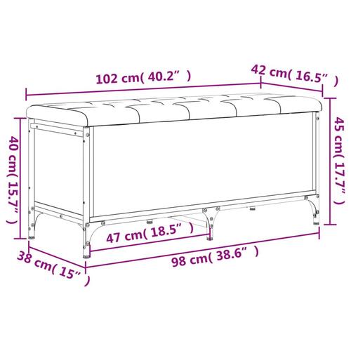 Opbevaringsbænk 102x42x45 cm konstrueret træ grå sonoma-eg