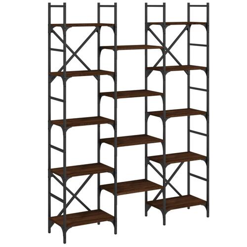 Bogreol 127,5x28,5x172,5 cm konstrueret træ brun egetræsfarve