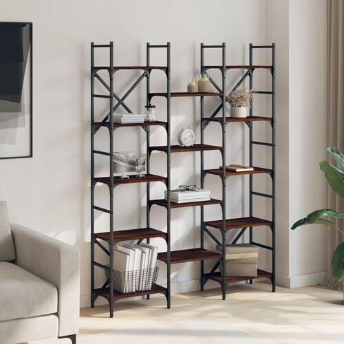 Bogreol 127,5x28,5x172,5 cm konstrueret træ brun egetræsfarve
