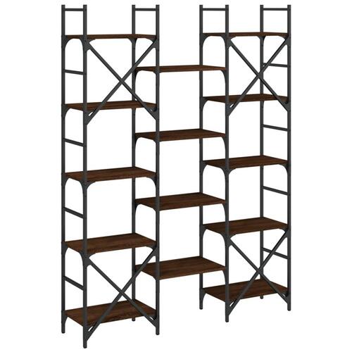 Bogreol 127,5x28,5x172,5 cm konstrueret træ brun egetræsfarve