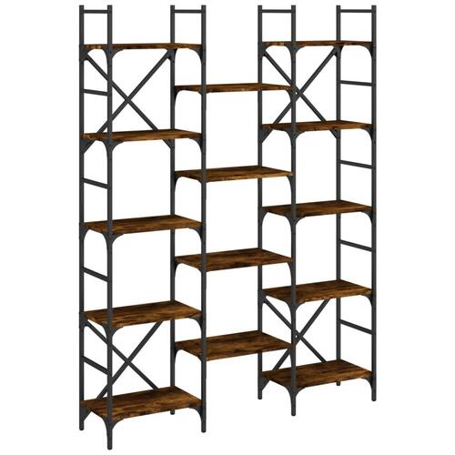 Bogreol 127,5x28,5x172,5 cm konstrueret træ røget egetræsfarve