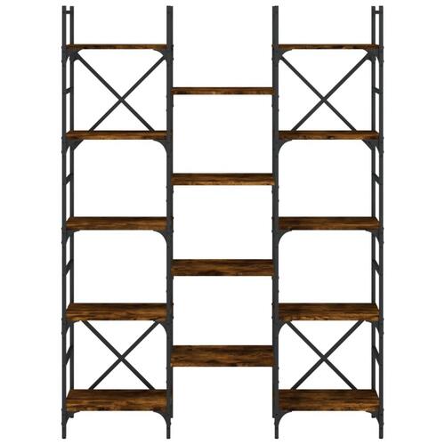 Bogreol 127,5x28,5x172,5 cm konstrueret træ røget egetræsfarve
