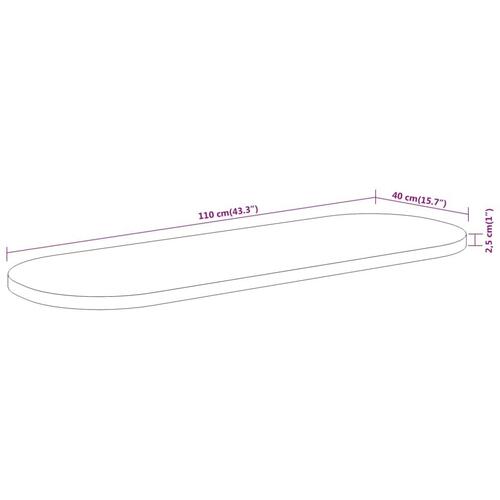 Bordplade 110x40x2,5 cm oval massivt akacietræ