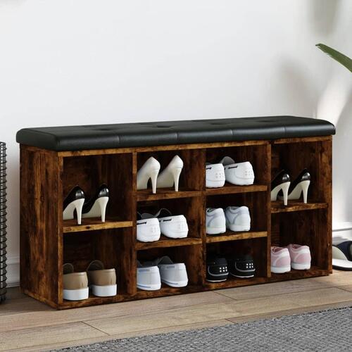 Skobænk 102x32x50 cm konstrueret træ røget egetræsfarve