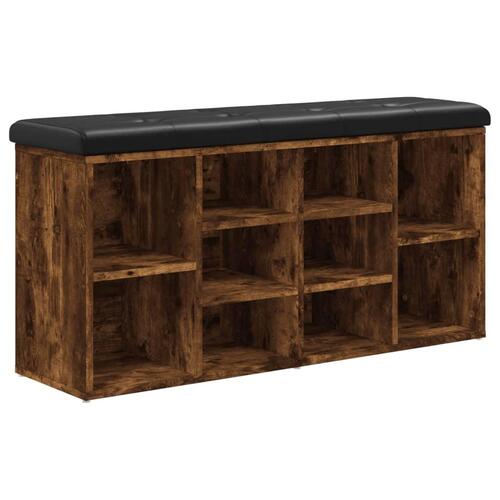 Skobænk 102x32x50 cm konstrueret træ røget egetræsfarve