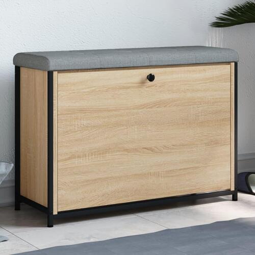 Skobænk med vippeskuffe 82x32x56 cm sonoma-eg