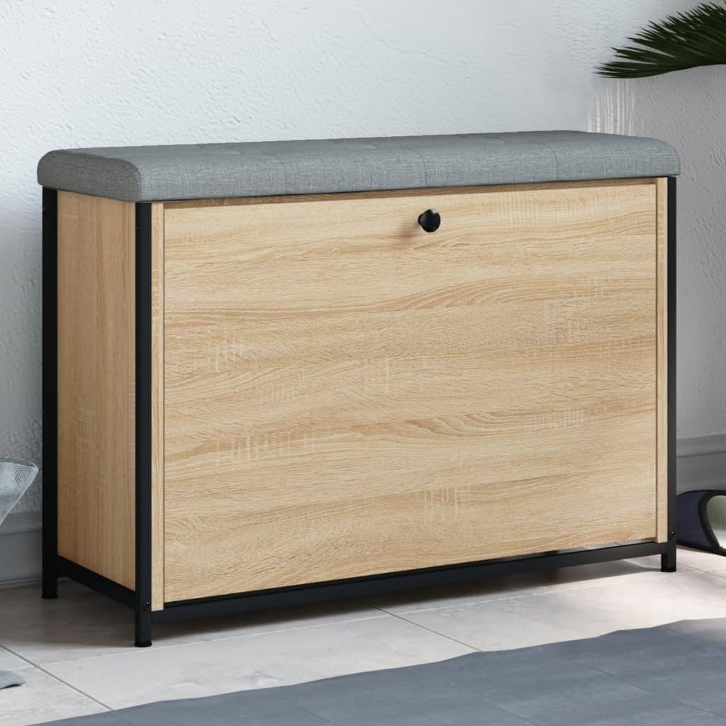 Skobænk med vippeskuffe 82x32x56 cm sonoma-eg