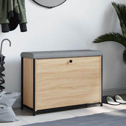 Skobænk med vippeskuffe 82x32x56 cm sonoma-eg